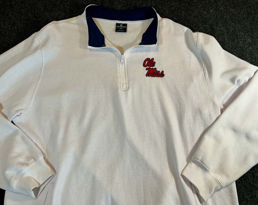 Colosseum Men's Ole Miss Rebels White Quarter-Zip Sweatshirt XXL